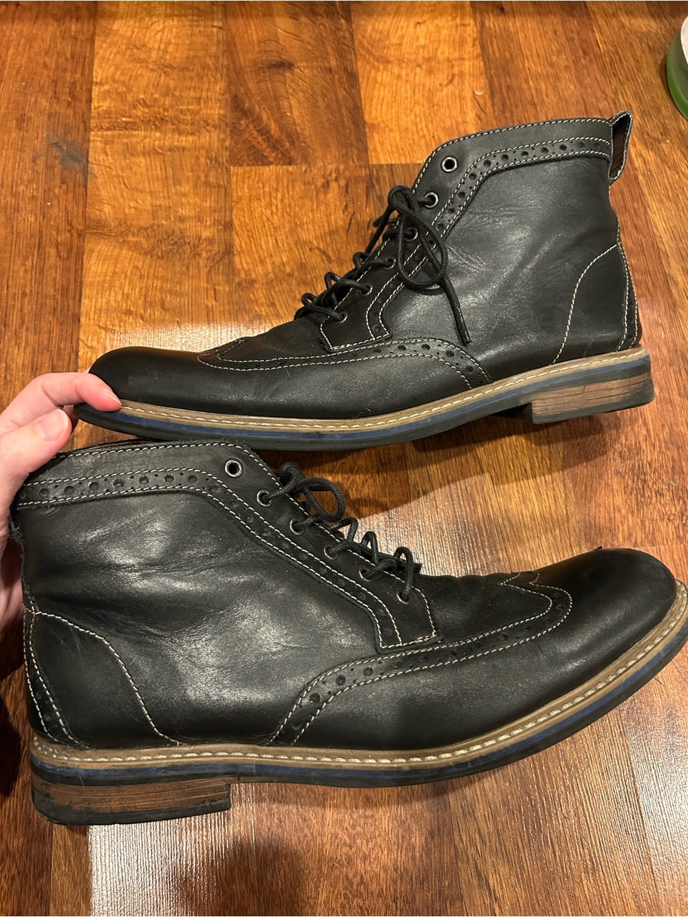 Bostonian men's boots size 12 oxford brogues black leather academia preppy grip